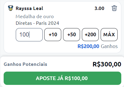 Exemplo de aposta em Rayssa Leal na Betano