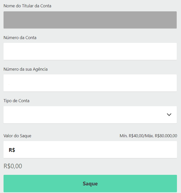 Exemplo da seção de saque com a forma de pagamento PIX no site de apostas da Bet365.